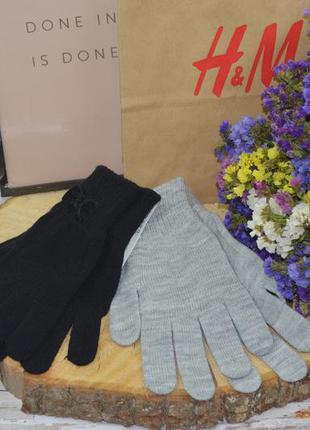 H&m нові фірмові рукавиці однотонні чорні з бантиком + сірі 2 пари набір3 фото