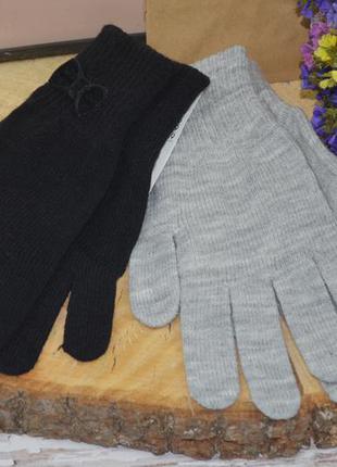H&m нові фірмові рукавиці однотонні чорні з бантиком + сірі 2 пари набір5 фото