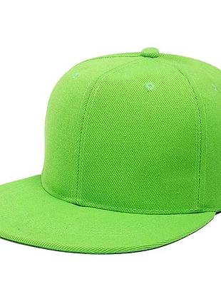 Кепка снепбек однотонна з прямим козирком салатова, унісекс