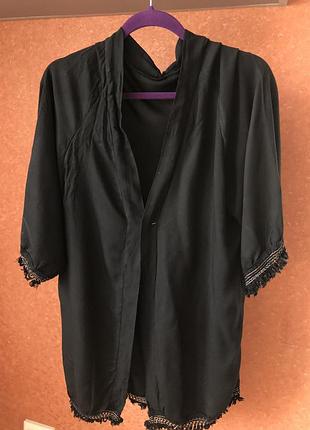 Халат вискоза  , черный халатик ( italy) без пояска
