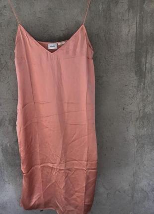 Платье комбинация натуральный шёлк персикового кораллового розового цвета