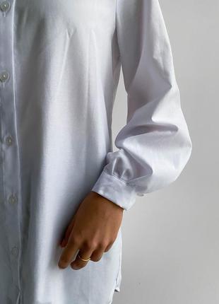 Базова біла подовжена сорочка oversize3 фото