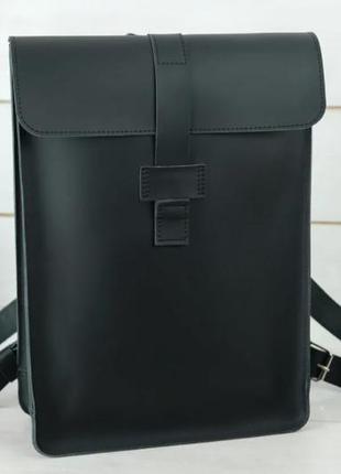 Кожаный черный женский рюкзак ручной работы2 фото