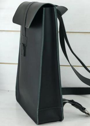 Кожаный черный женский рюкзак ручной работы4 фото