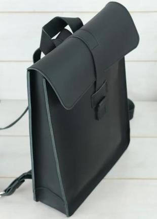 Кожаный черный женский рюкзак ручной работы3 фото