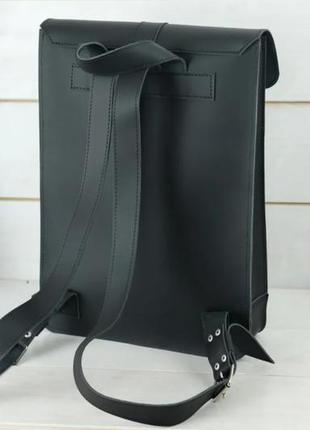 Кожаный черный женский рюкзак ручной работы6 фото