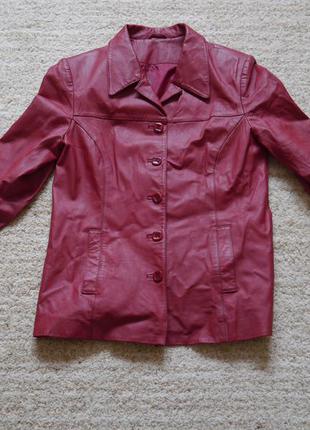 Куртка-піджак шкіряна розова 42 євро розмір2 фото