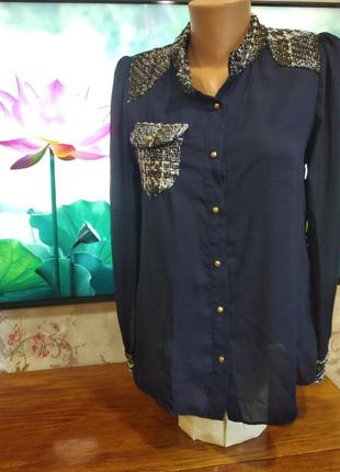 Сорочка блуза шифон з плетеними вставками