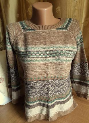 Жакардовий, вовняної, короткий светр від бренду zara knit сша