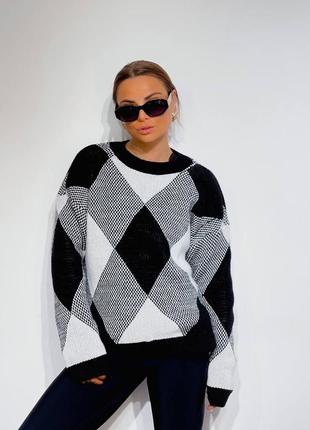 Стильний м'який светр, джемпер ромб