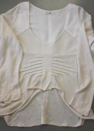 Блуза , франція, асіметрична, від crea conceptбіла льон, віскоза,трикотаж