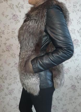 Полушубок чернобурка куртка трансформер жилетка натуральная курточка2 фото