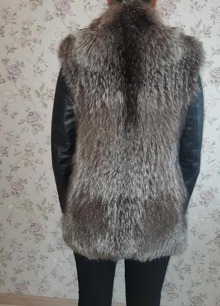 Полушубок чернобурка куртка трансформер жилетка натуральная курточка4 фото