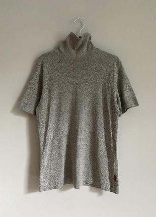 Серый гольф футболка ( с коротким рукавом) как вязаный бело-серый