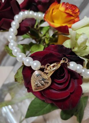 Подвеска ожерелье кулон чокер жемчуг сердце женское2 фото