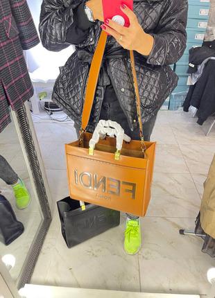 Сумка шоппер жіноча шкіряна руда помаранчева велика брендовий10 фото