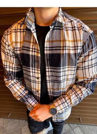 Рубашка мужская байковая в клетку серая турция / сорочка чоловіча в клітинку блуза сіра турречина1 фото