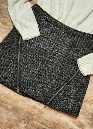 Тепла спідниця шерсть з кишенями і блискавками🌺4 фото