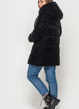 Женская зимняя куртка  с эффектом " бархат " черная2 фото