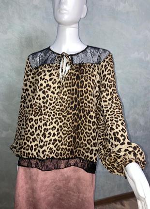 Zara блуза леопардовий принт рукава дзвони