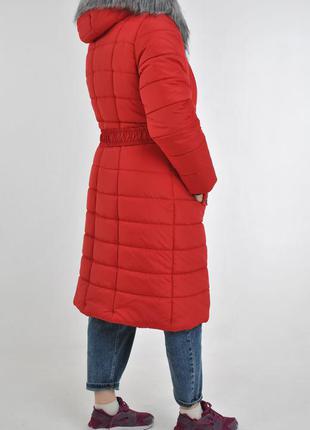 Яркое зимнее стеганое пальто пуховик в больших размерах3 фото