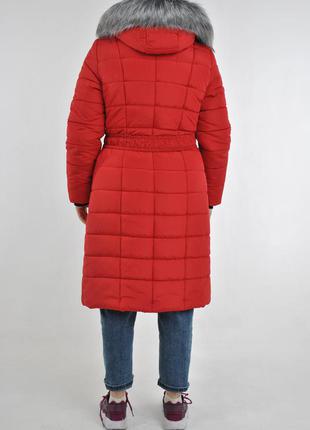 Яркое зимнее стеганое пальто пуховик в больших размерах2 фото