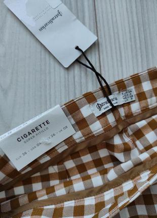 Брюки сигареты в клетку виши от stradivarius, штаны в клетку, штани в клітинку