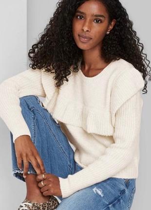 М'яка який білий светр з рюшою, машинної у язки🤍