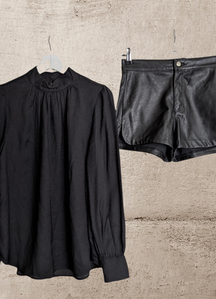 H&m ефектна блузка, чорна блуза, класика у вінтажному стилі6 фото