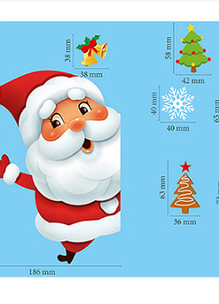 Новорічні різдвяні наклейки на вікна санта