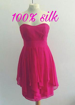Нова ошатна рожеве плаття з 100% шовку, фуксія, італія, coast