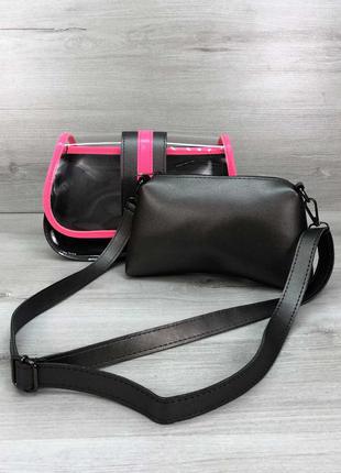 Женская сумка прозрачная сумка силиконовая сумка 2в1 сумка с косметичкой сумка через плечо2 фото