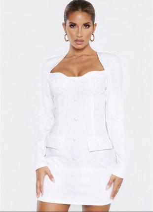 Шикарное белое платье пиджак классика3 фото