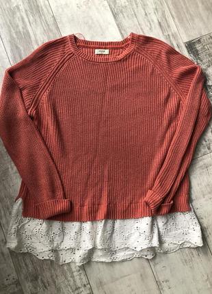 Вязаная кофта свитер с кружевом1 фото
