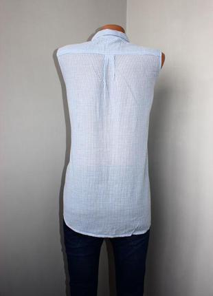 Сорочка блуза без рукавів рисунок в тонку вертикальну смужку, 100% коттон (2751)3 фото