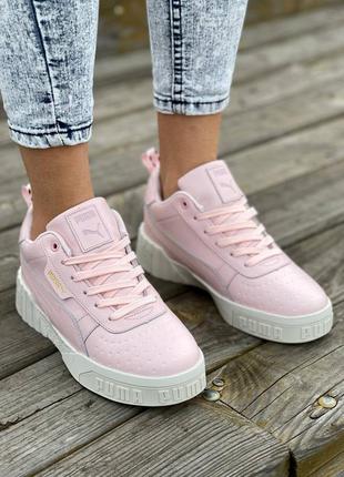 Puma cali pink fur женские утепленные розовые кроссовки с мехом пума жіночі утеплені рожеві стильні кросівки2 фото