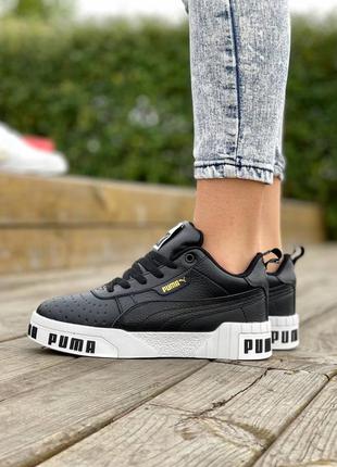 Puma cali black fur женские утепленные черные зимние кроссовки с мехом пума жіночі утеплені чорні стильні кросівки6 фото