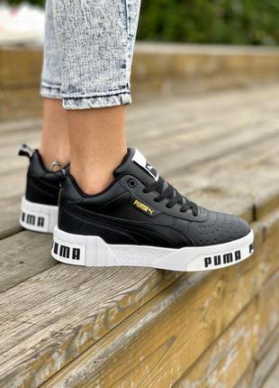 Puma cali black fur женские утепленные черные зимние кроссовки с мехом пума жіночі утеплені чорні стильні кросівки7 фото