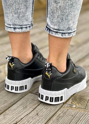 Puma cali black fur женские утепленные черные зимние кроссовки с мехом пума жіночі утеплені чорні стильні кросівки5 фото