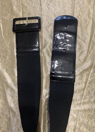 Широкий пояс ремень- резинка с лакированной застежкой на размер m-l