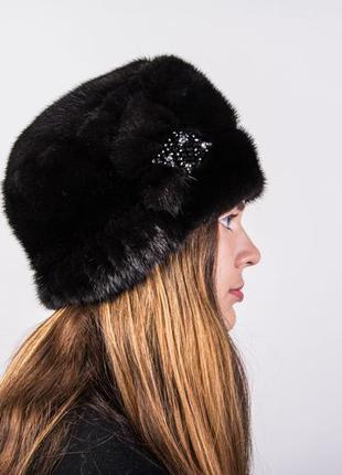 Женская шапка-кубанка из натурального меха норки3 фото