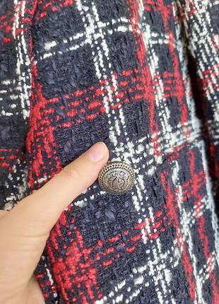 Удлинённый  пиджак букле  zara s-m  чёрно-красный4 фото