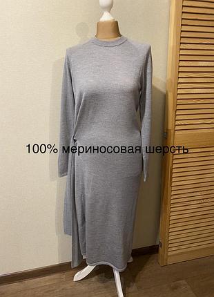 M&s collection сіре максі плаття вовняне (100% вовна мериносів)