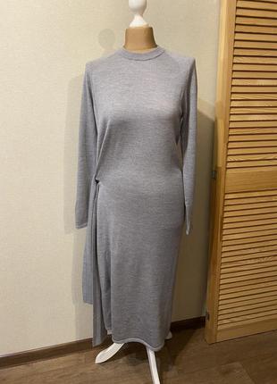 M&s collection серое макси платье шерстяное (100% шерсть мериноса)2 фото