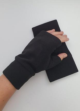 Флисовые митенки, перчатки без пальцев