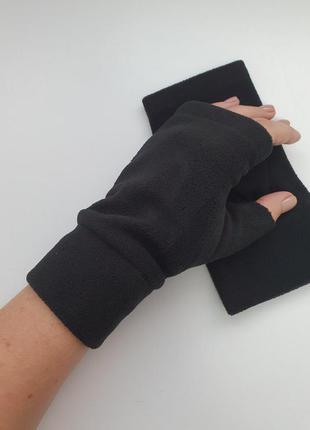 Флисовые митенки, перчатки без пальцев