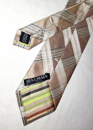 !! 💯 шёлк!! шёлковый базовый брендовый бежевый галстук в клетку!!2 фото