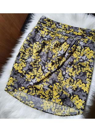 2 вещи по цене 1. красивая юбка на запах в желтые листья, юбка интересного кроя h&m