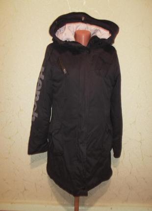 Пальто парка плащ на синтепоне с капюшоном черный р. l-xl - bench1 фото