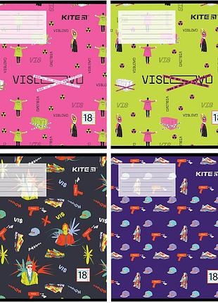 Комплект тетрадей 4 штуки, как на фото, 18 листов kite школа , лінія. идет набором, в спайке